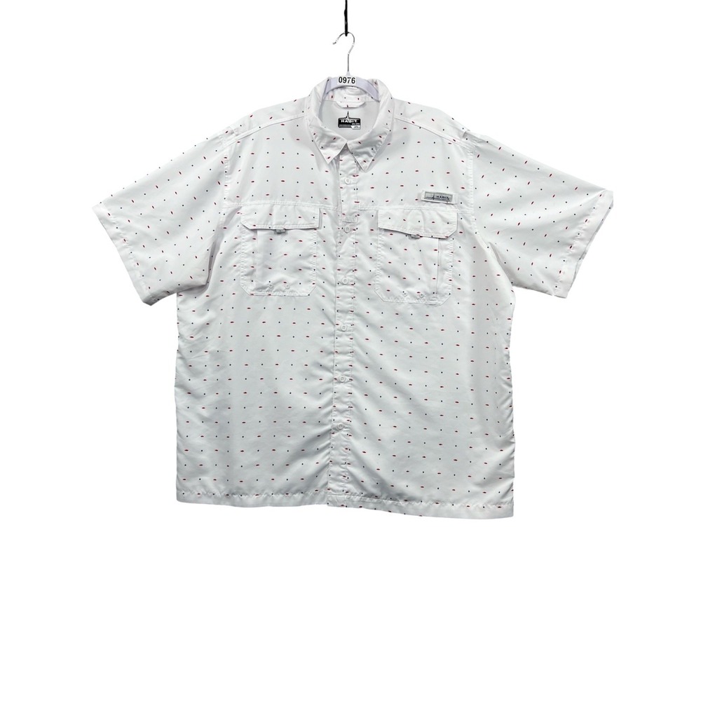 Habit Mens Fishing Shirt 2XL Red White Blue Fish Stars UPF‎ 40+ Solar Factor